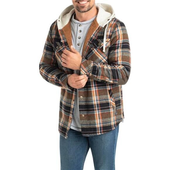 Legendary Whitetails Men's Camp Night Berber Lined Hooded Flannel‎ Shirt Jacket - Picture 2 of 7